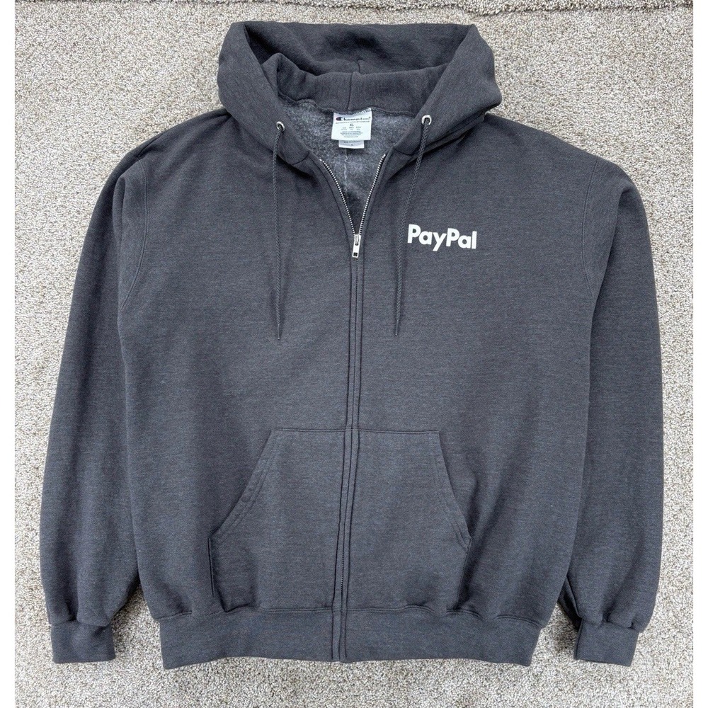PayPal 2025 AI Summit Hoodie‎ Men's Size XL Gray Champion Full Zip Fleece NWOT
